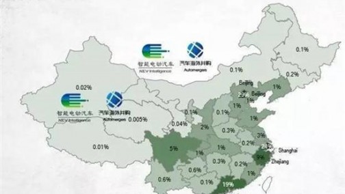 特斯拉保有量分布图：京沪粤三地贡献72%